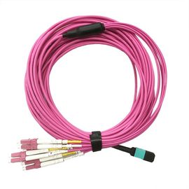 8 il cablaggio a fibra ottica del duplex 10G OM3 della fibra MTP-4LC smazza fuori/cavo dello sblocco
