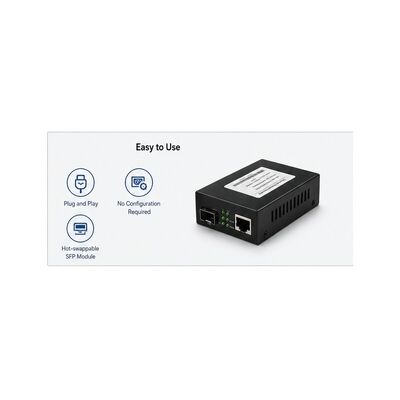 comprare Convertitore multimediale Gigabit SFP industriale con doppia potenza DC 12-48V ridondante, protezione IP40 e temperatura di funzionamento da -40°C a 85°C online manufacture