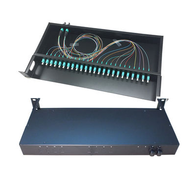 comprare 24 Fibre 1U Rack Mount MPO/MTP Fiber Optic Patch Panel con struttura standard da 19 pollici online manufacture