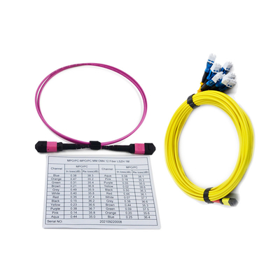 3.0mm 100G MPO a perdita di inserzione bassa di MPO Jumper Fiber Cable Female Connector 10m
