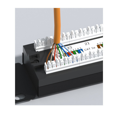 Panel di patch Ethernet RJ45 in metallo con compatibilità protetta dall'altezza 1U per la gestione dei cavi