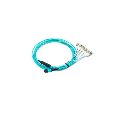 Lungozza personalizzata Aqua Color LSZH MPO MTP Breakout Fiber Optic Cable per trasmissione dati ad alta velocità